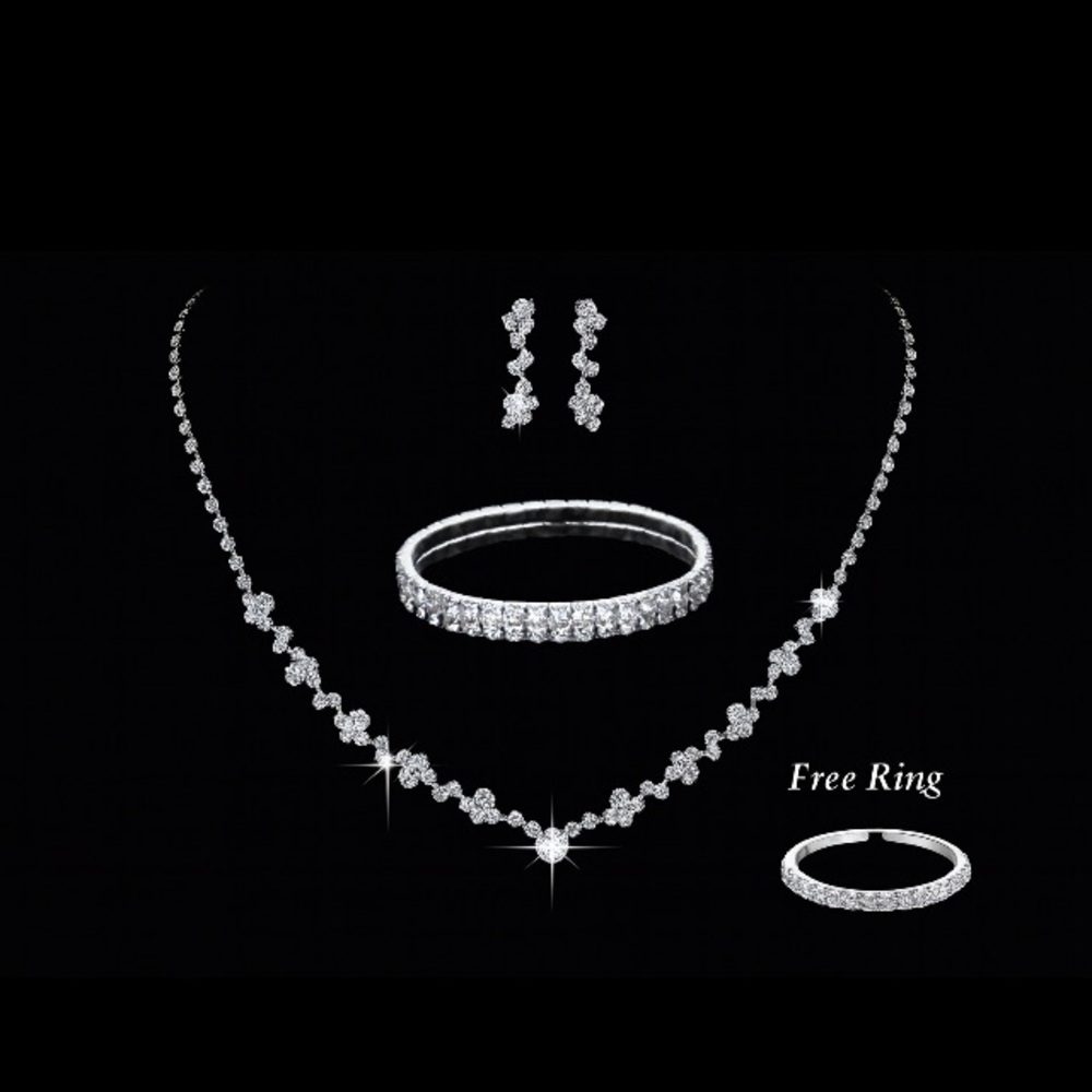Antian Accessories™ Rhinestone 4-Piece Jewelry Set - Picture 1 of 6